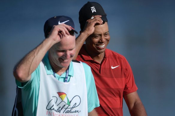 Tiger Woods' caddie Joe LaCava has been accused of "intentionally shoving" a fan.