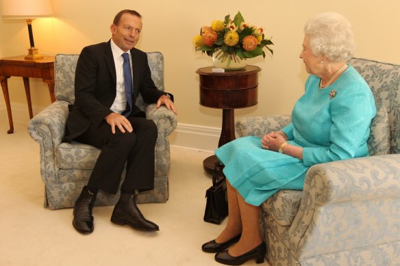Tony Abbott meets with the Queen in 2011 in his then role as opposition leader.