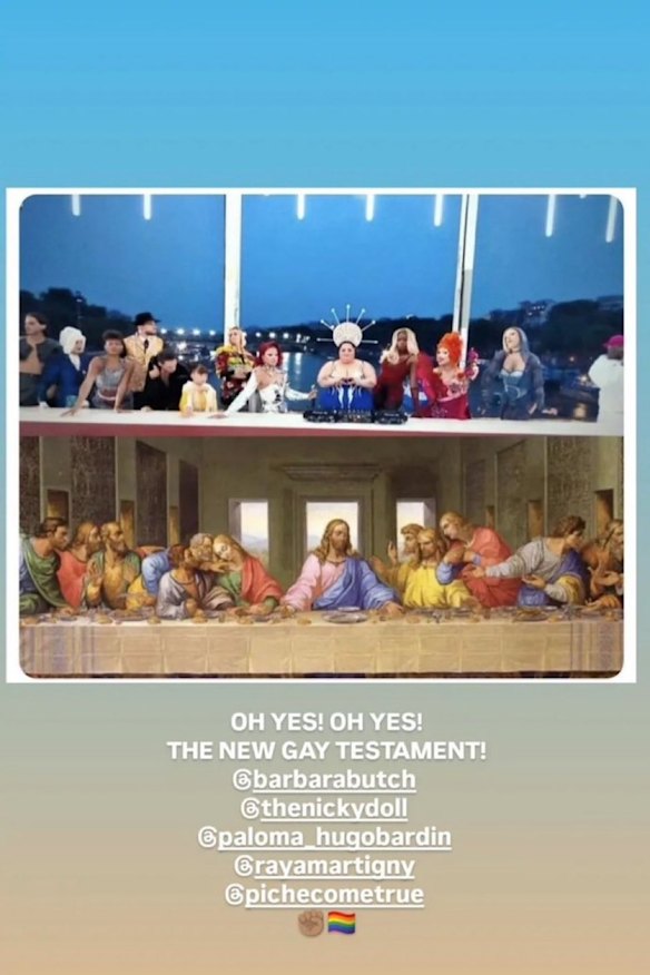 Instagram screenshot shared by Barbara Butch, the lesbian activist who took part in the Paris Olympics opening ceremony. 