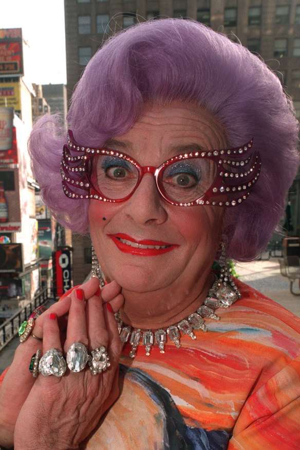 There is nothing like a dame. Dame Edna in New York in 1999.