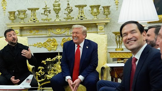 Zelensky and Trump at the White House.