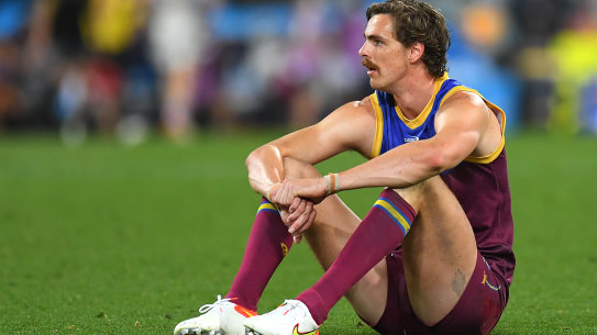Joe Daniher reflects after the Lions were beaten by the Bulldogs.