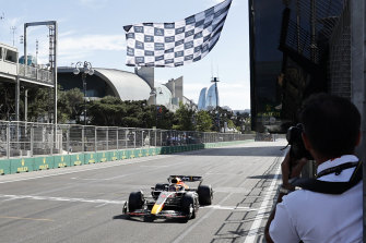 Red Bull driver Max Verstappen wins the Azerbaijan Grand Prix in Baku on Sunday.