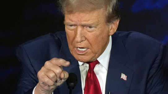 Republican presidential nominee former President Donald Trump during the debate.