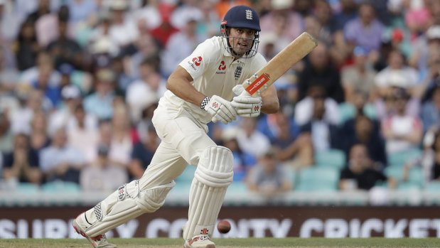 Finale: England's Alastair Cook during his last ever batting innings before retiring.