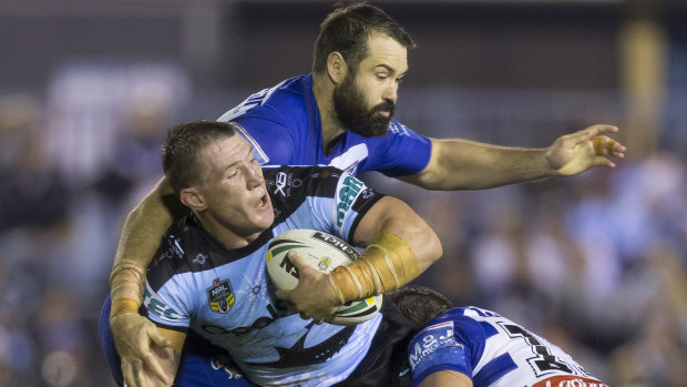 For and against: Canterbury prop Aaron Woods could be joining Paul Gallen at the Sharks.