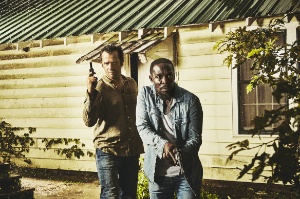James Purefoy as Hap Collins and Michael Kenneth Williams as Leonard Pine in Hap and Leonard.