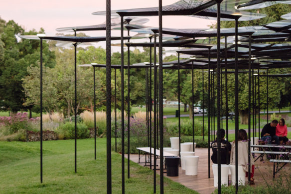 Rather than creating a new space, MPavilion this year will use its previous creations, including the 2015 MPavilion, designed by British architect Amanda Levete.