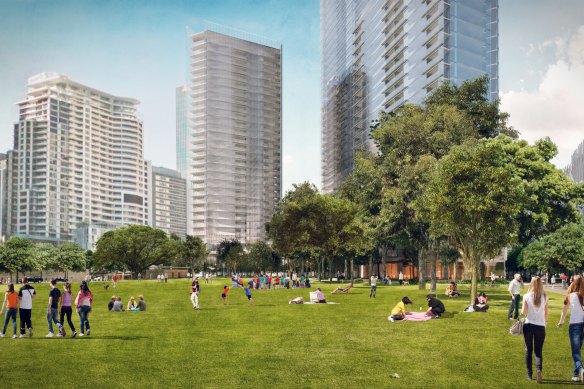 Hickson Park at Barangaroo will be one hectare of public parkland, similar in size to the renowned Bryant Park in front of the New York Public Library.