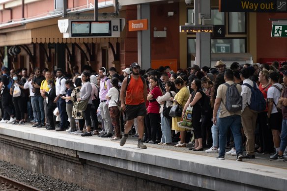 Commuters at Parramatta Station.