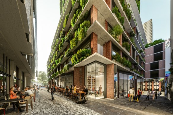 An artist’s drawing of the City of Melbourne’s Munro development. 