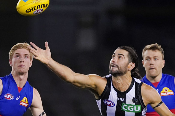 Man of the match Brodie Grundy was in great touch for the Magpies.