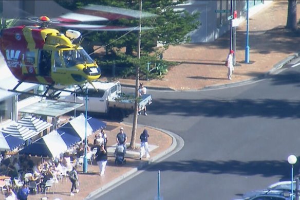 Westpac Rescue chopper at Coogee Beach on Saturday.