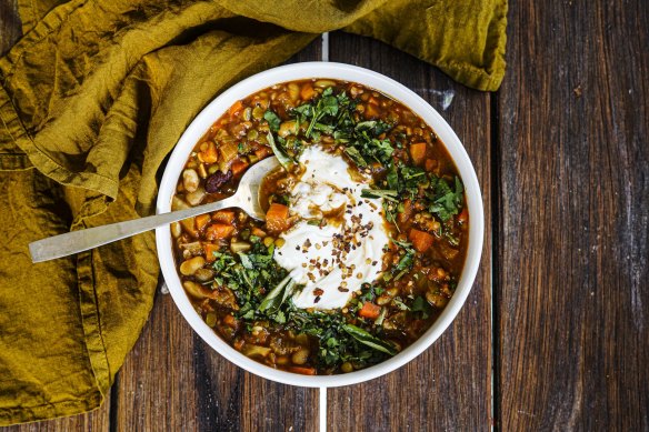 Try a vegetarian recipe such as this Sri Lankan-spiced lentil and bean soup. 