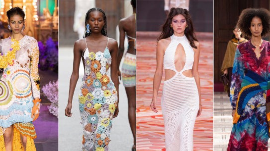 Crochet on the runways ... (from left) Romance Was Born, Marco Rambaldi, Alice McCall, Gabriela Hearst.