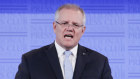 Prime Minister Scott Morrison during his address to the National Press Club of Australia, in Canberra on Tuesday.