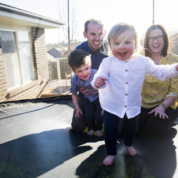 A typical Canberra household: school teacher Matthew and public servant Elise, with their children Hamish, 3, and Sophie, 18 months. 