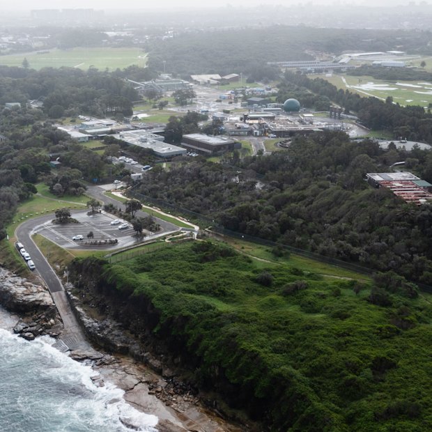An aerial image of the Malabar wastewater treatment plant, which serves nearly 2 million people.
