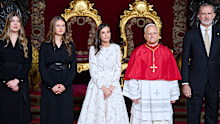 King Felipe VI and Queen Letizia's two daughters, Princess Leonor and Infanta Sofia, wore black in keeping with the privilege of the white rules.