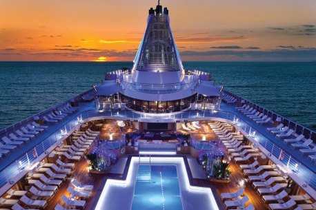 The pool deck on board Oceania Riviera.