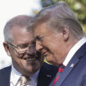 Prime Minister Scott Morrison and President of the United States Donald Trump during a ceremonial welcome for Prime Minister Scott Morrison and Jenny Morrison on the South Lawn of the White House in Washington DC during Prime Minister Scott Morrison’s state visit to the United States of America on Friday 20 September 2019. fedpol Photo: Alex Ellinghausen