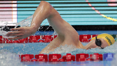 Mack Horton was back in the pool on Tuesday as debate over his protest continued to rage.