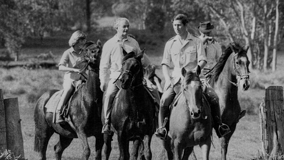 Prince Charles tours Yammatree, near Cootamundra in south-west New South Wales. 