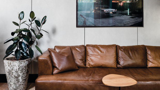 Light Corridor House, a renovated heritage property in the Melbourne suburb of Cremorne. On the wall is photographic artwork by Tom Blanchford.