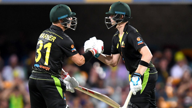 David Warner and Steve Smith were both unbeaten in their first international innings together in Australia since 2017.