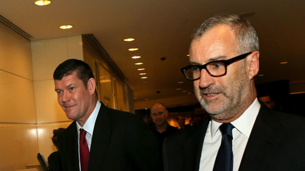 James Packer with then Crown chairman Robert Rankin in 2015.