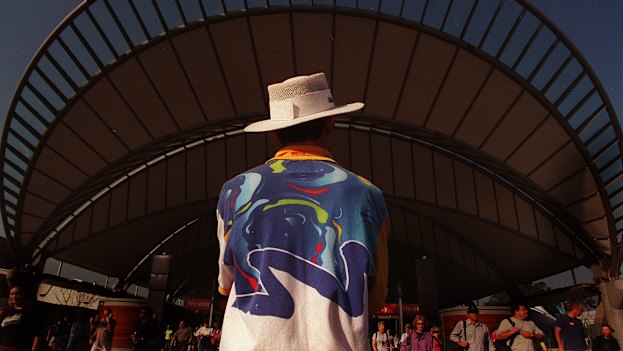 A volunteer stands ready to help at Sydney Olympic Park.