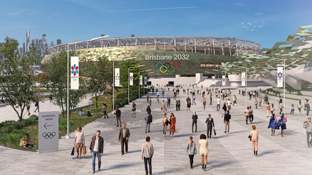 The concourse of the proposed stadium at the Mayne Yard Queensland Rail stabling yards. 