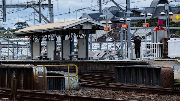 A lone passenger at Macdonaldtown station on a cloudy Friday.