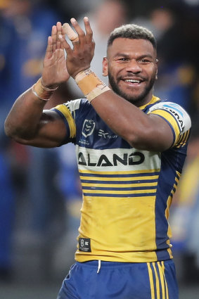 Maika Sivo acknowledges the crowd after a memorable night against the Cowboys.