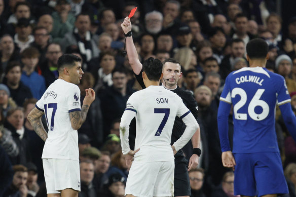 Cristian Romero’s send-off was just one of a number of flashpoints in a controversial London derby.