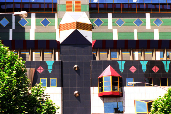 The exterior of one of RMIT's distinctive buildings. 