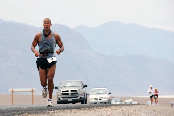 David Goggins runs 217 kilometres through Death Valley, California.