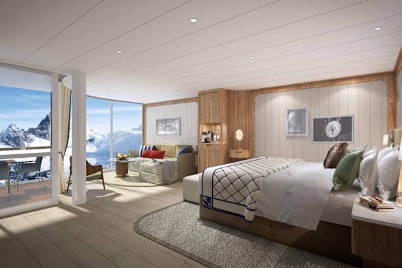 Penthouse suite on Seabourn’s ultra-luxury expedition ships, Venture and Pursuit.