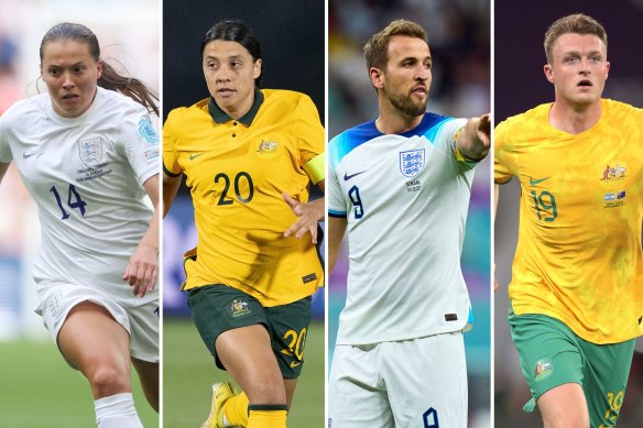 England and Australia stars Fran Kirby, Sam Kerr, Harry Kane and Harry Souttar.