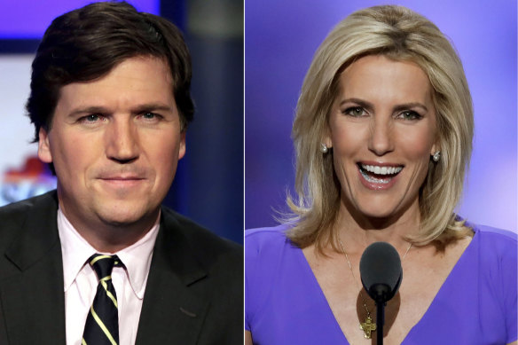 Fox News hosts Tucker Carlson and Laura Ingraham.