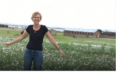St Helena Island heritage consultant Belinda Daly in front of the restored prison.