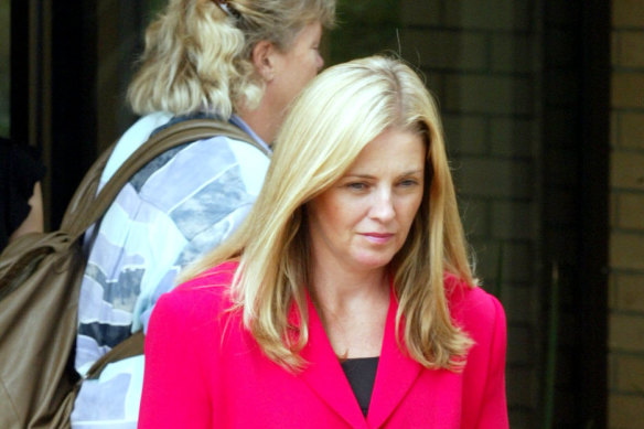 Joanne Curtis leaves the 2003 inquest into Mrs Dawson's disappearance. 