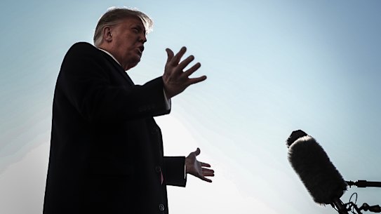President Donald Trump talks to reporters at the White House in Washington on Tuesday. He showed no contrition or regret for instigating the mob that stormed the Capitol and threatened the lives of members of Congress.