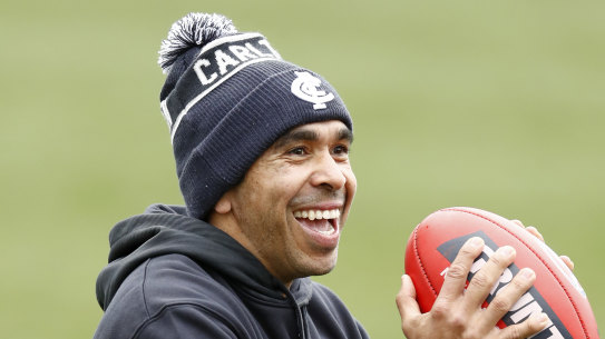 Eddie Betts trains on Tuesday.