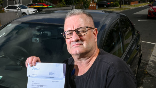 Anthony Rogers has been chased by debt collectors for toll debts already waived. 14 March 2024. Photo: Eddie Jim.