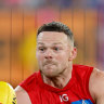 Steven May in action for the Demons against North Melbourne on Saturday night.