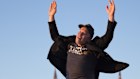 Elon Musk jumps on stage as Donald Trump speaks at a campaign rally in Pennsylvania last October.