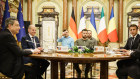 Ukraine President Volodymyr Zelensky (centre) with, from left, Italy’s former prime minister Mario Draghi , German Chancellor Olaf Scholz, French President Emmanuel Macron and Romanian President Klaus Johannis in Kyiv in June.