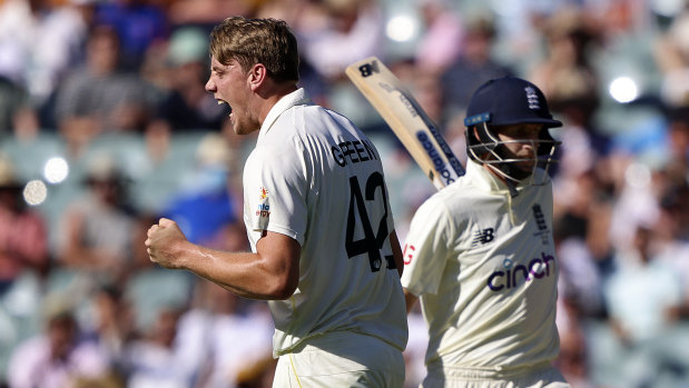 Cameron Green first worked over, and then accounted for, England’s captain Joe Root.