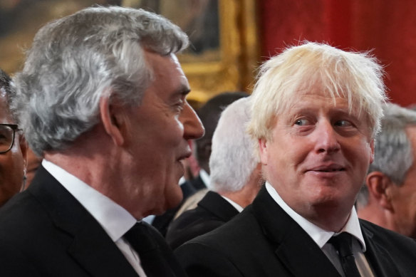 Former British prime ministers Gordon Brown and Boris Johnson.